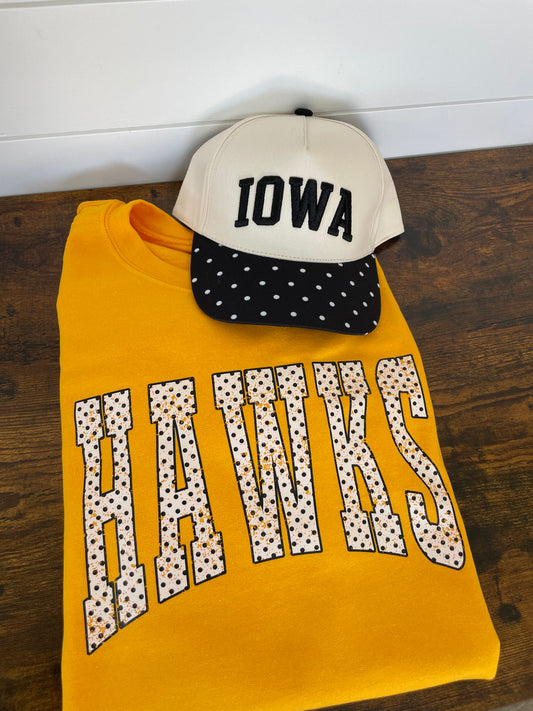 Gold Hawks White Polka Dot Crewneck