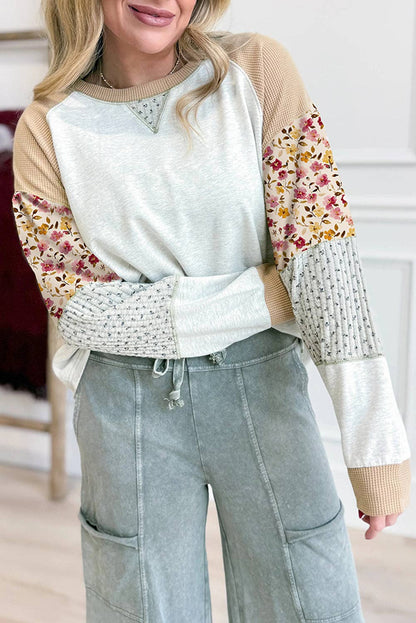 Light Grey Mixed Print Long Sleeve