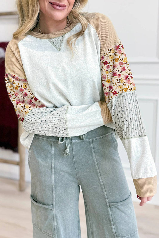 Light Grey Mixed Print Long Sleeve