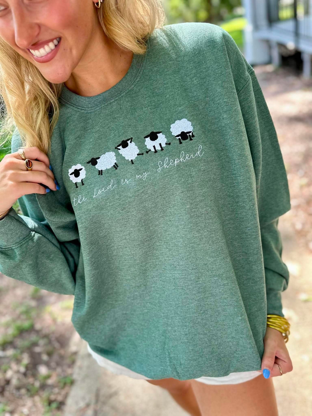 Lord Is My Shepherd Embroidered Crewneck