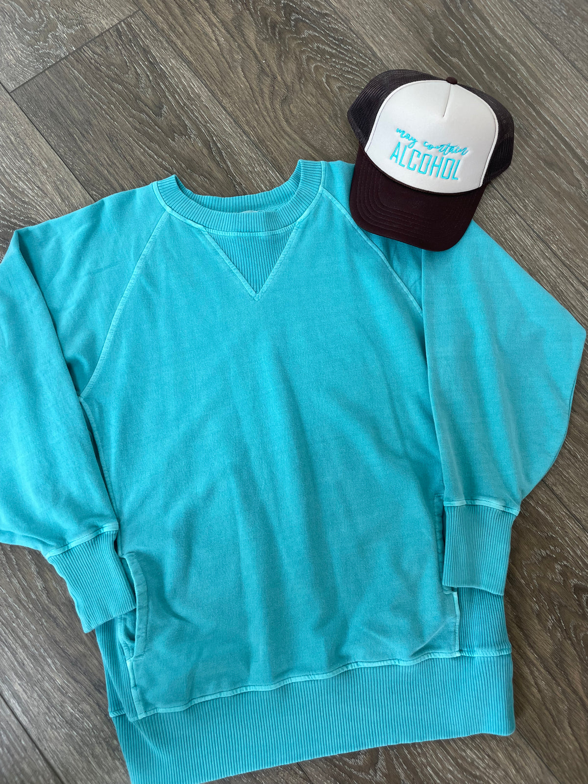 Turquoise Pullover with Pockets