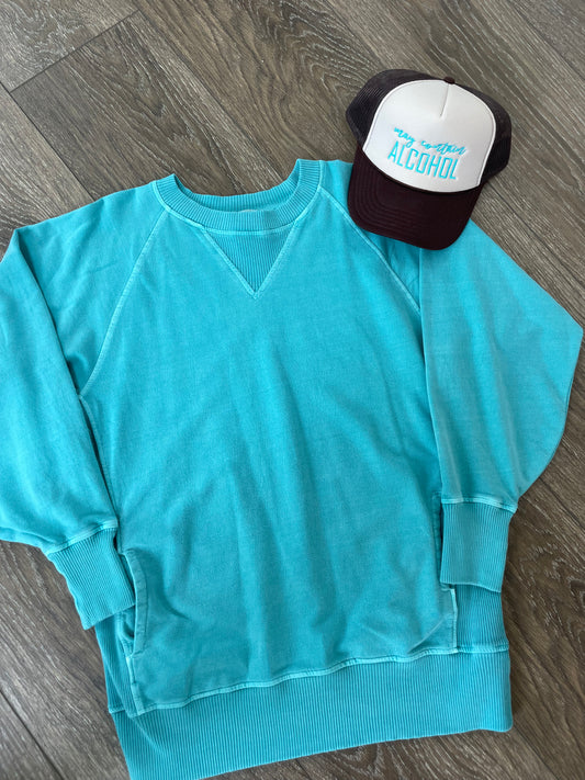 Turquoise Pullover with Pockets
