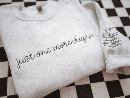 Just One More Chapter Embroidered Crewneck