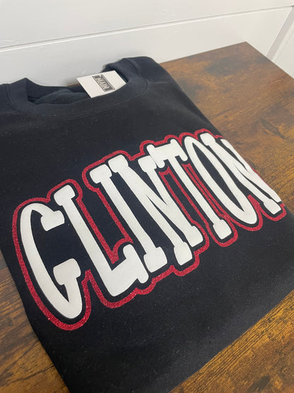 Clinton Black Crewneck Puff & Glitter