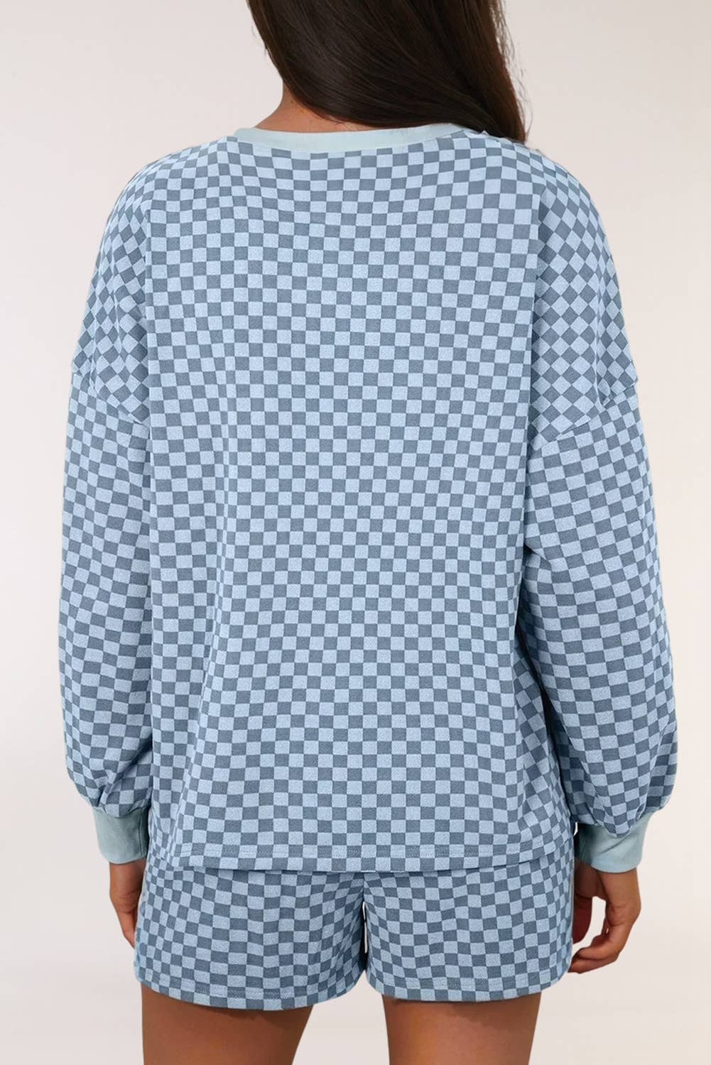 Blue Checkered Shorts Set