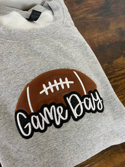 Game Day Football Glitter Embroidered Crewneck