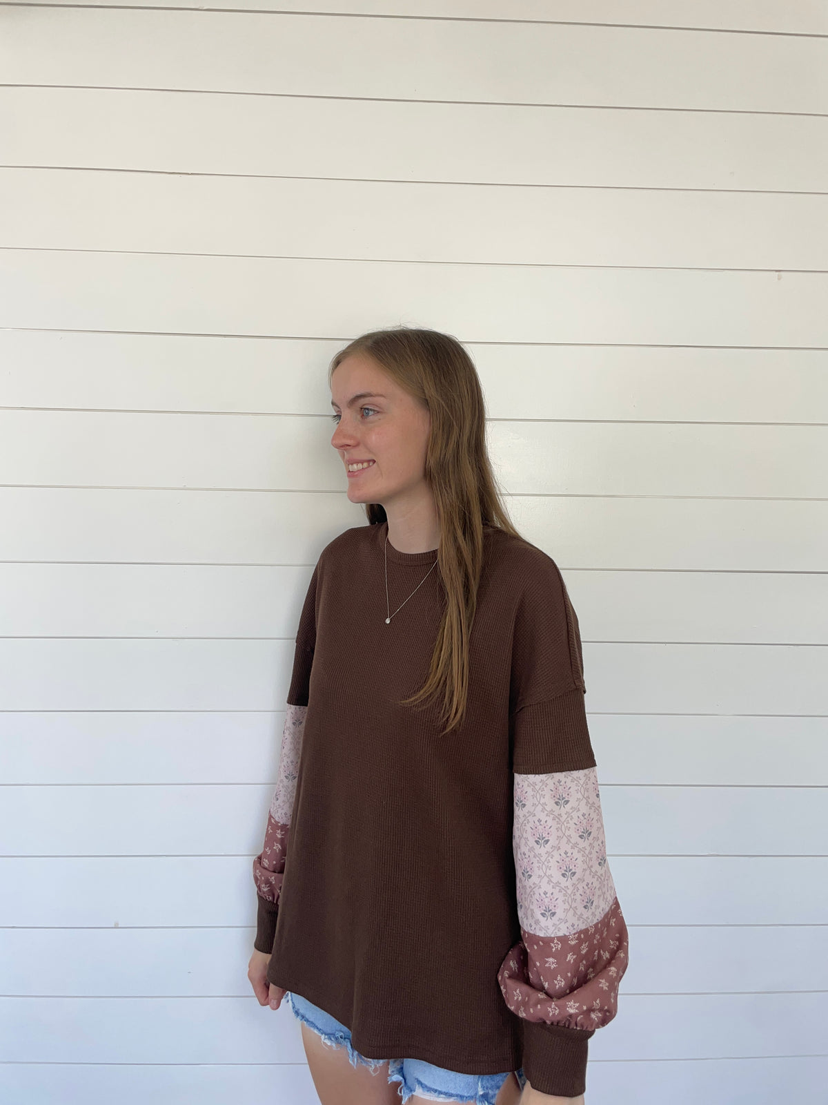 Brown Colorblock Long Sleeve