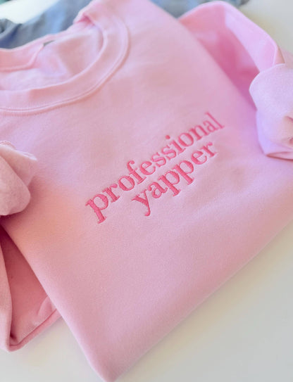 Professional Yapper Embroidered Crewneck Sweatshirt
