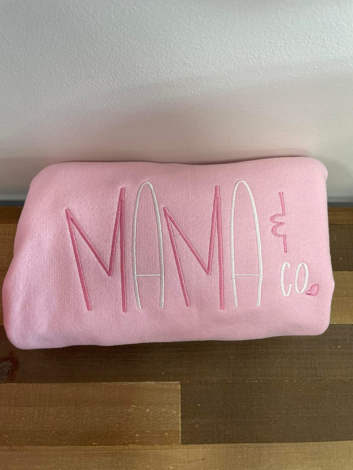 Mama & Co Pink Embroidered Crewneck Large