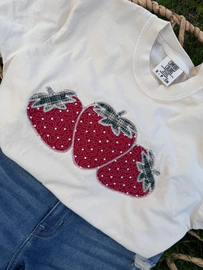 Strawberries embroidered shirts