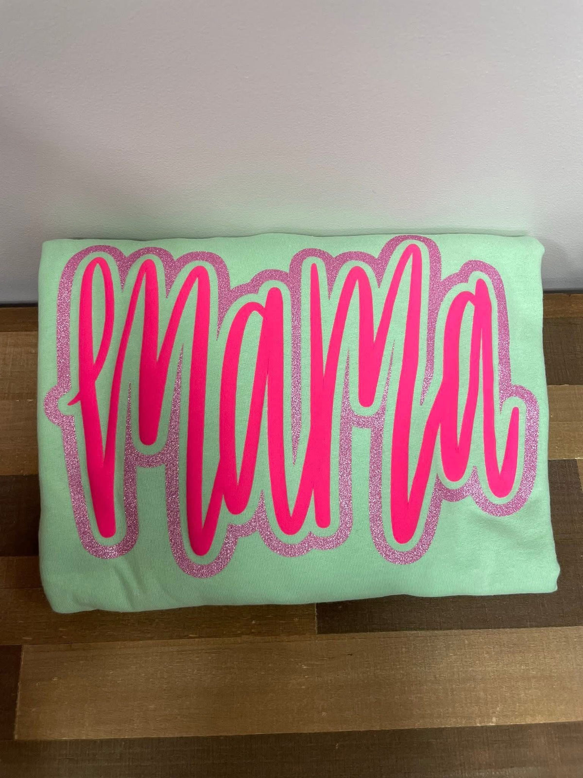 Mama Mint Green Puff Crewneck