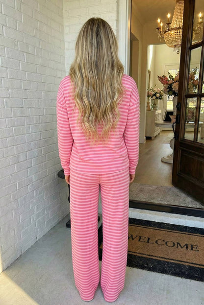 Pink Stripe Long Sleeve Pants Set