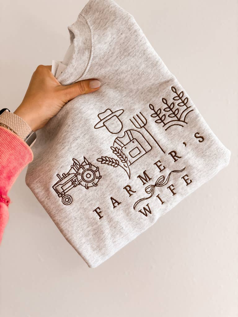 Farmer’s Wife Embroidered Crewneck