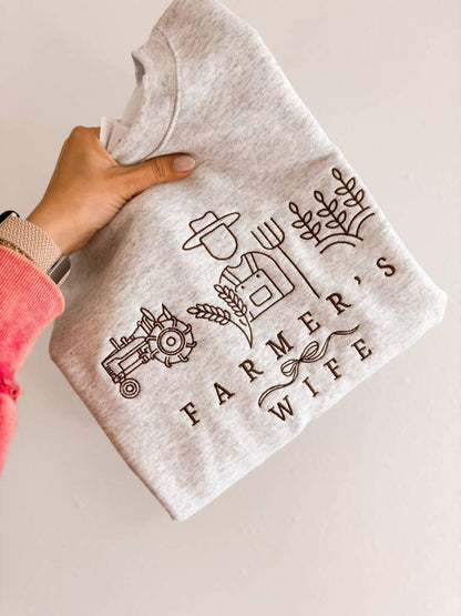 Farmer’s Wife Embroidered Crewneck