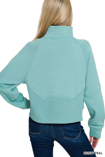 Fleece Half Zip Kangaroo Pocket Sweatshirt