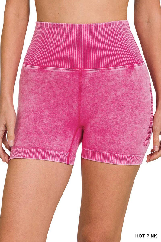 Acid Washed Seamless High Waisted Shorts