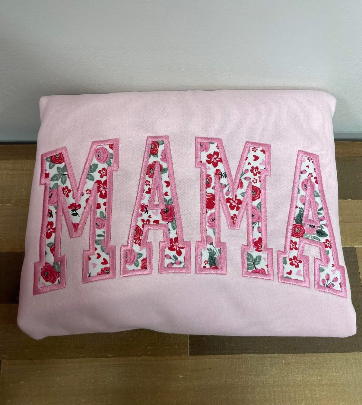 Mama Floral Pink Embroidered Crewneck XL