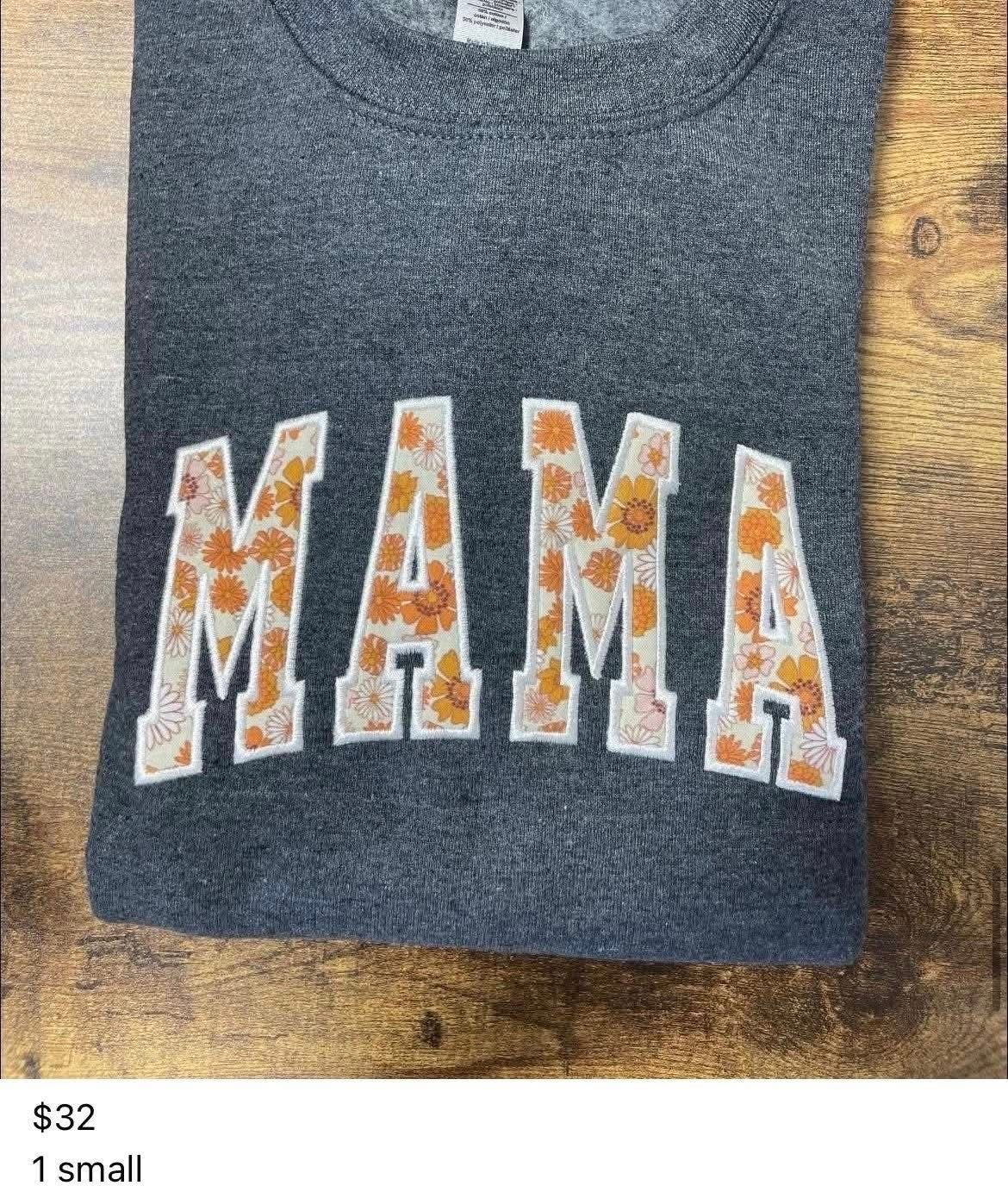 Mama floral embroidered small crewneck