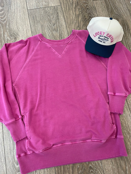 Dark Fushia Pullover with Pockets