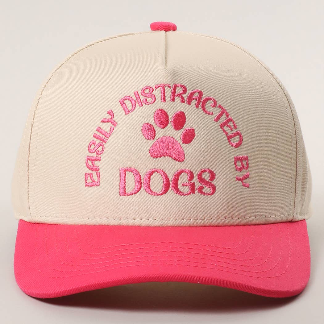 Easily distracted by dogs embroidered hat