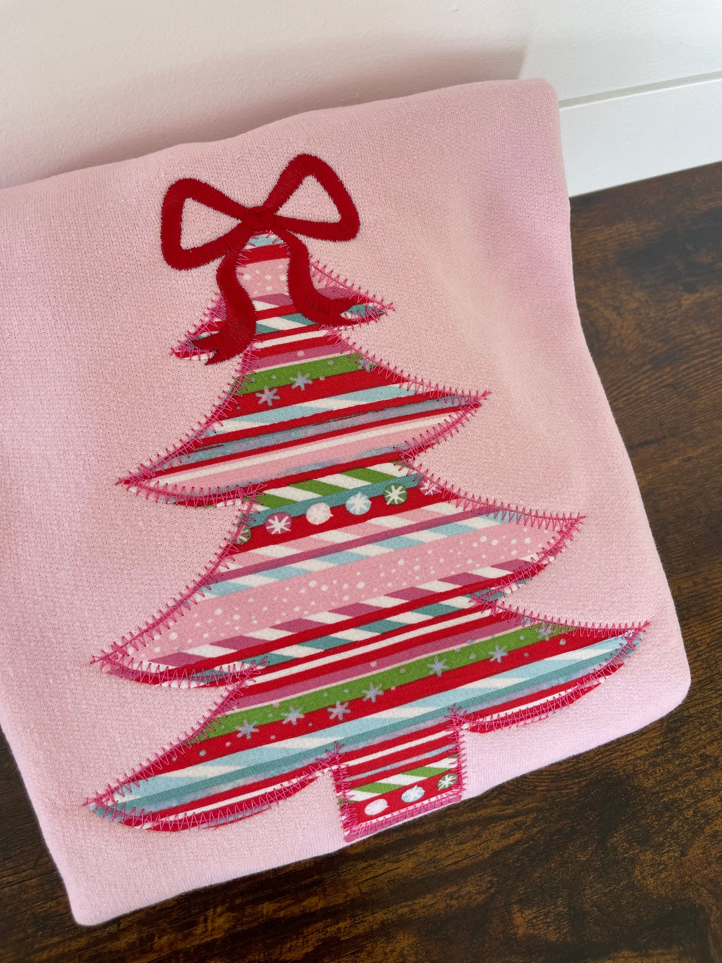 Light Pink Tree Embroidered Crewneck