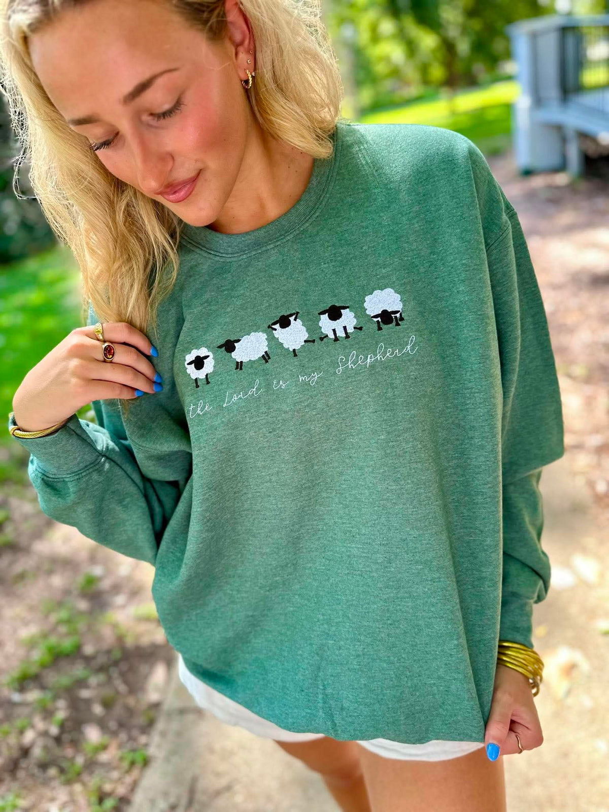 Lord Is My Shepherd Embroidered Crewneck
