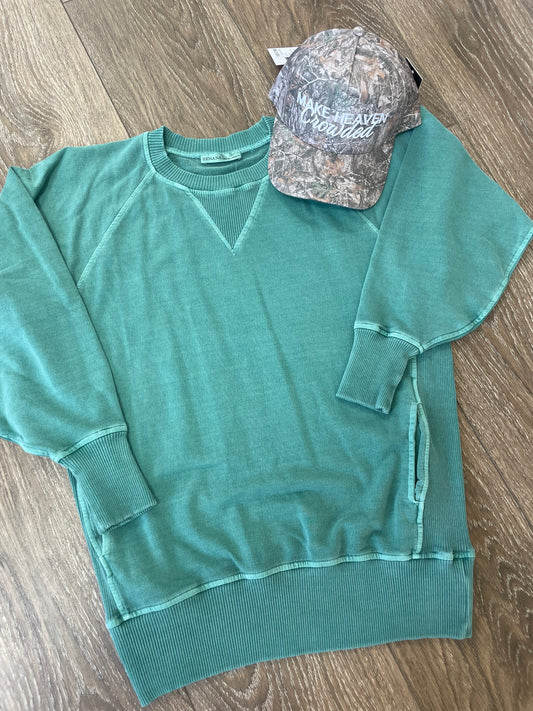 Sea Green Pullover with Pockets