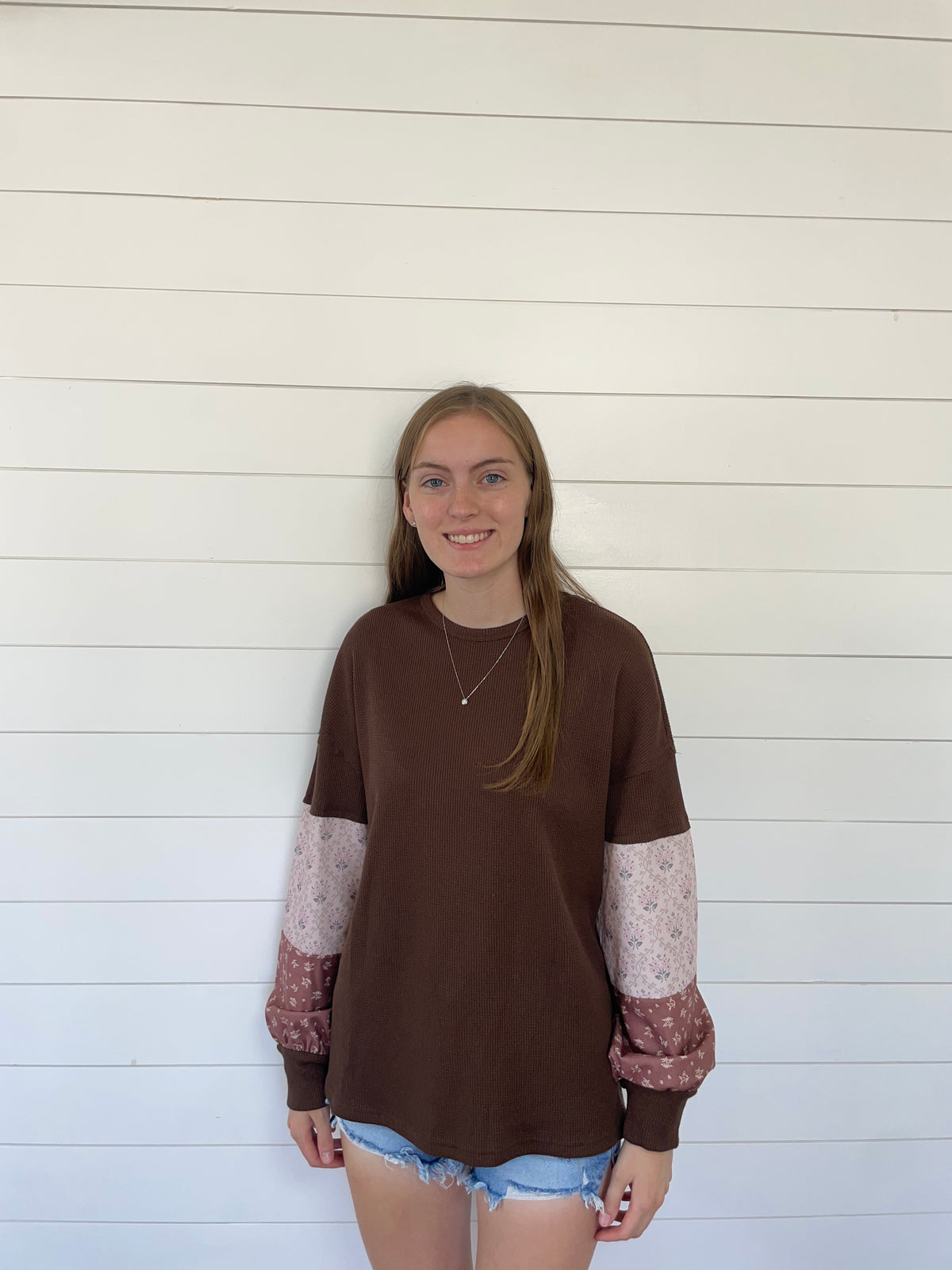 Brown Colorblock Long Sleeve