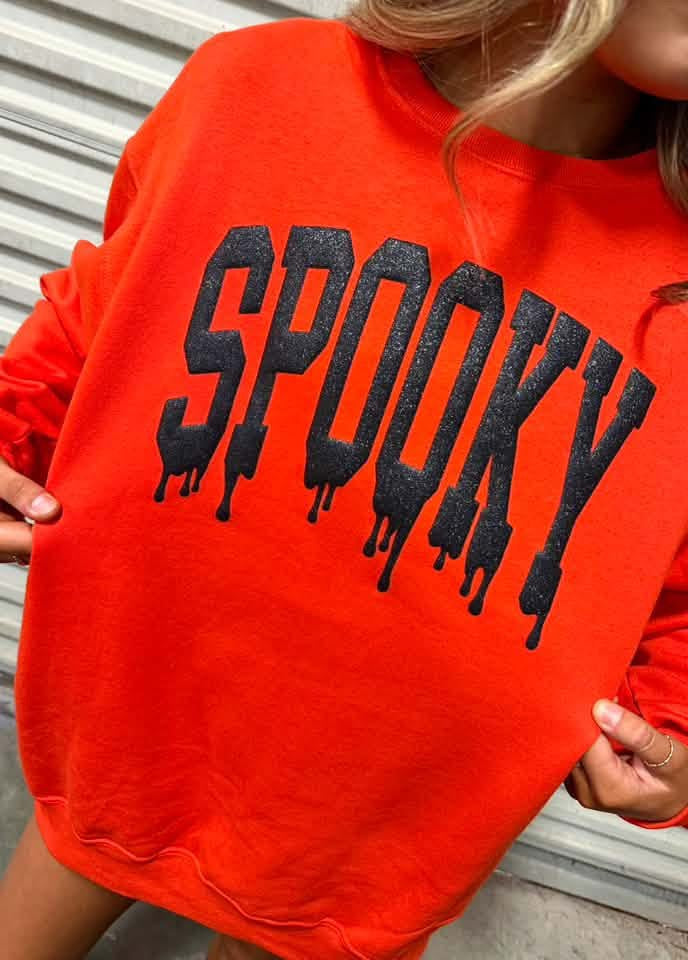 Spooky Black Glitter Puff Crewneck