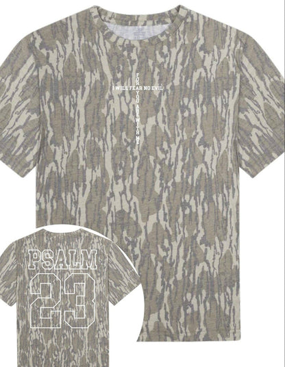 Mossy Oak Camo Psalm 23 Verse Front and Back Cross