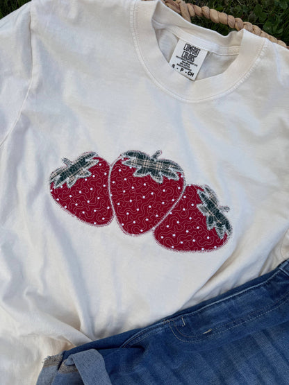 Strawberries embroidered shirts