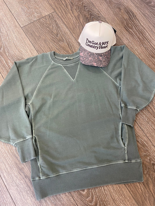Army Green Pullover With Pockets