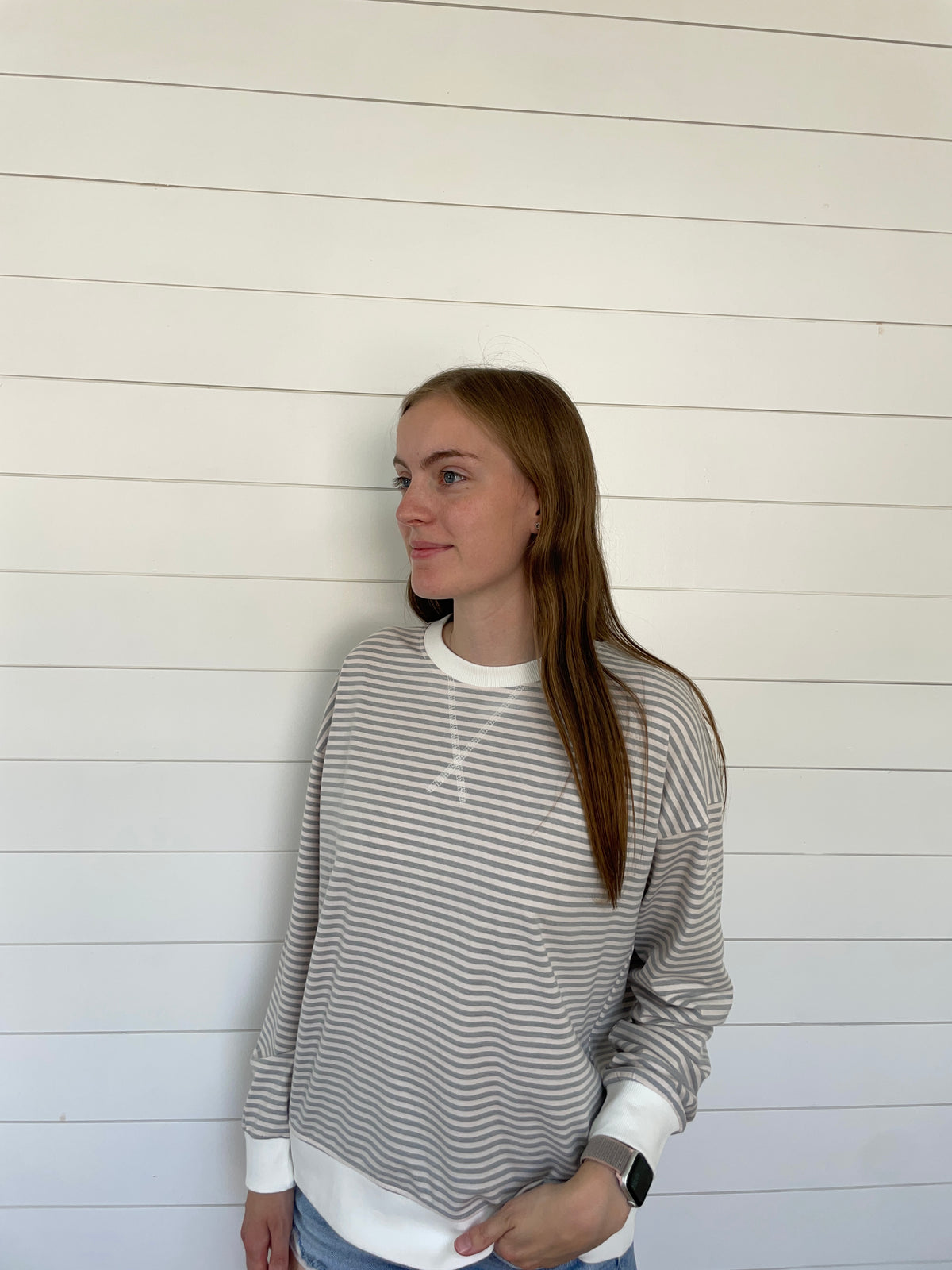 Grey Striped Pullover