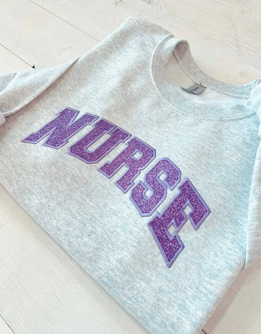 Glitter Embroidered Applique Crewneck