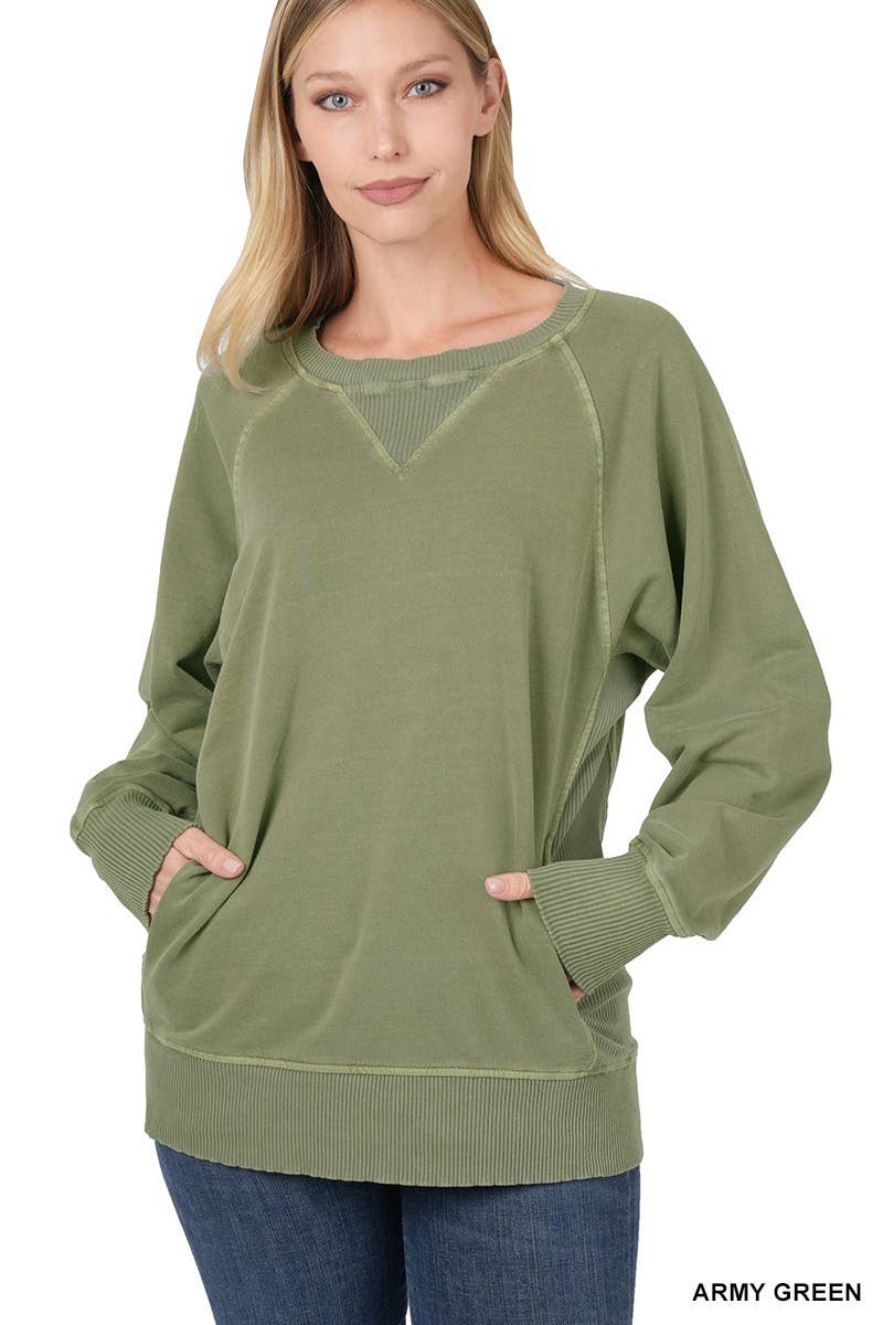 Army Green Pullover With Pockets