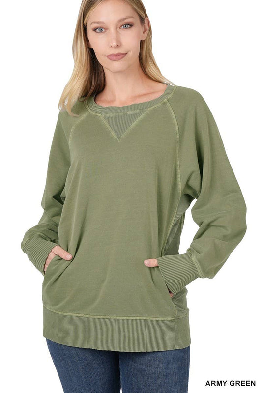 Army Green Pullover With Pockets