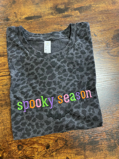 Spooky Season Leopard Shirt Embroidered