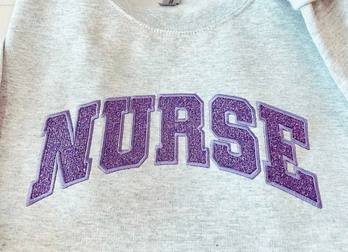 Glitter Embroidered Applique Crewneck