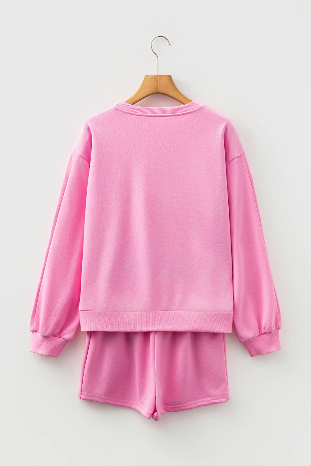 Bow Embroidered Detail Pullover Short Set