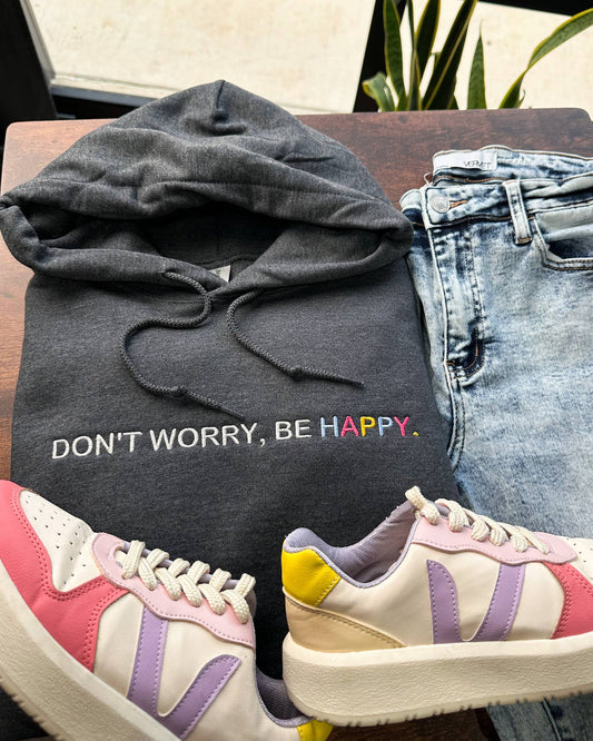Don't Worry, Be Happy Embroidered Hoodie