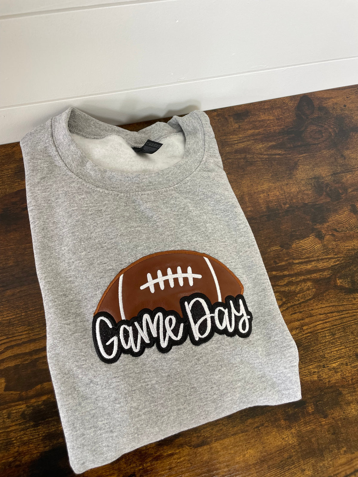 Game Day Football Glitter Embroidered Crewneck