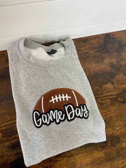 Game Day Football Glitter Embroidered Crewneck