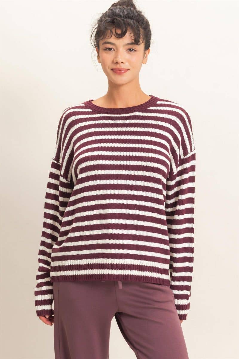 Burgundy Striped Sweater