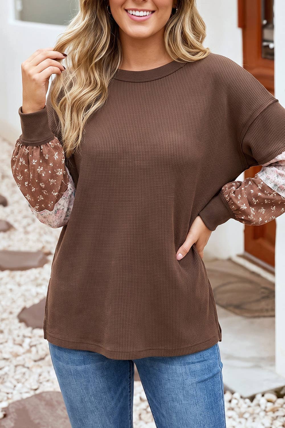Brown Colorblock Long Sleeve