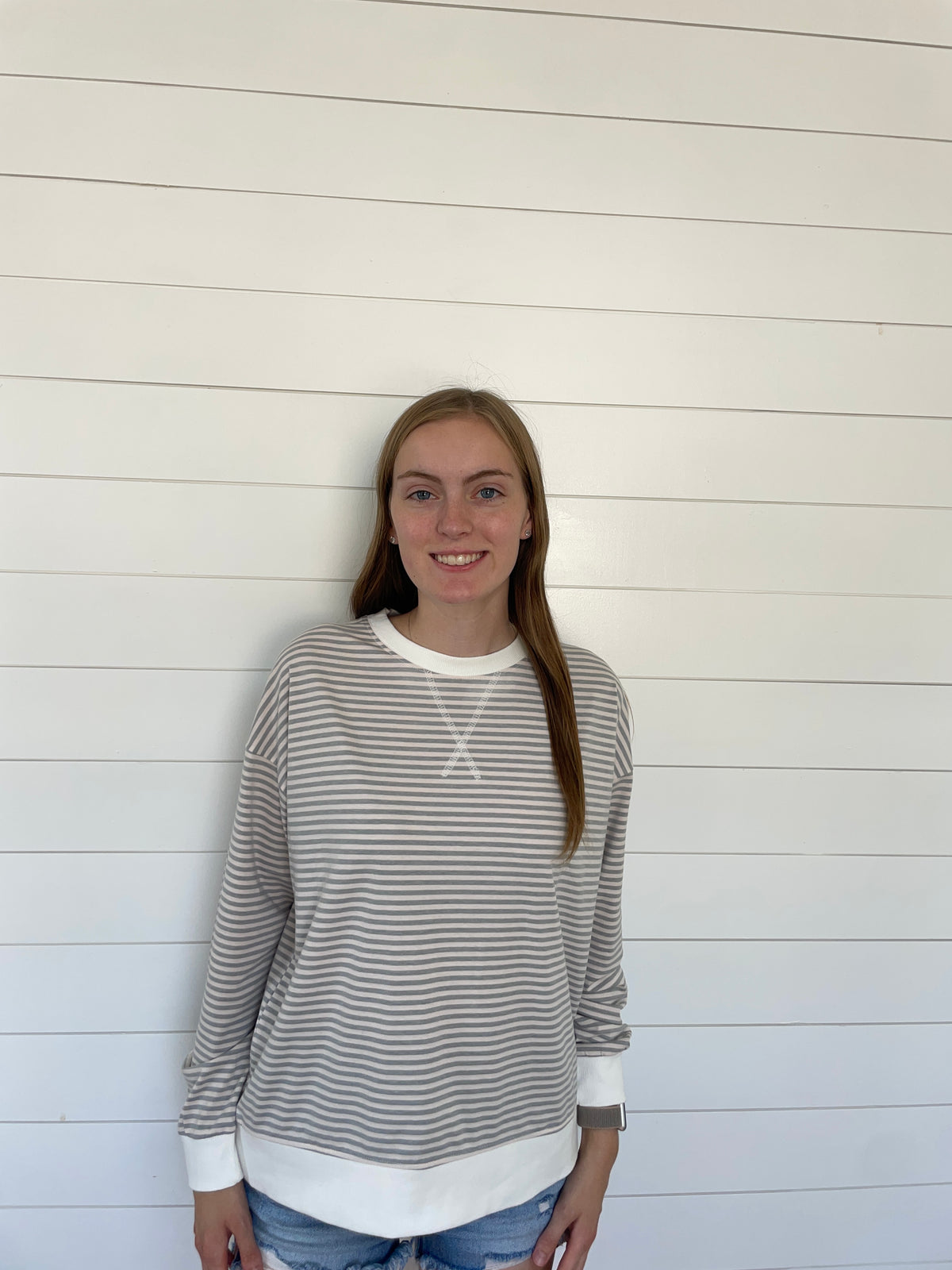 Grey Striped Pullover