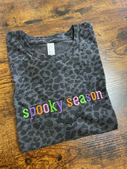 Spooky Season Leopard Shirt Embroidered