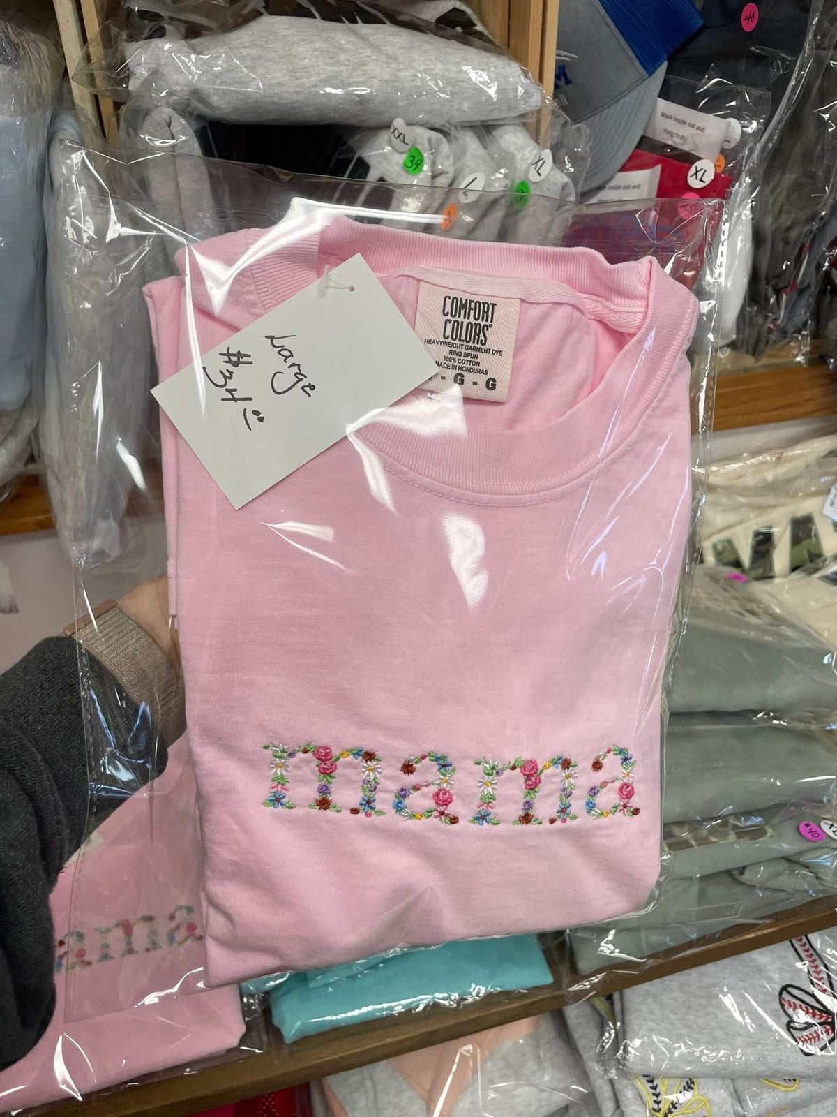 Mama pink floral embroidered shirt