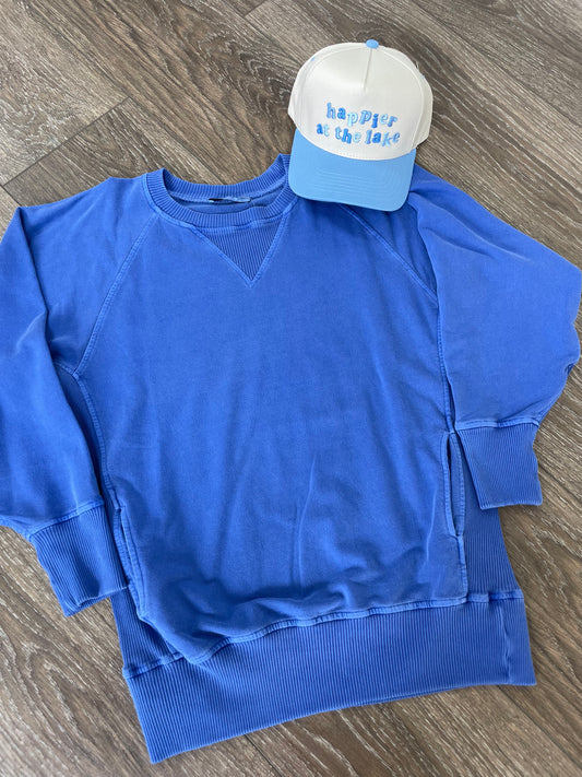 Bright Blue Pullover with Pockets
