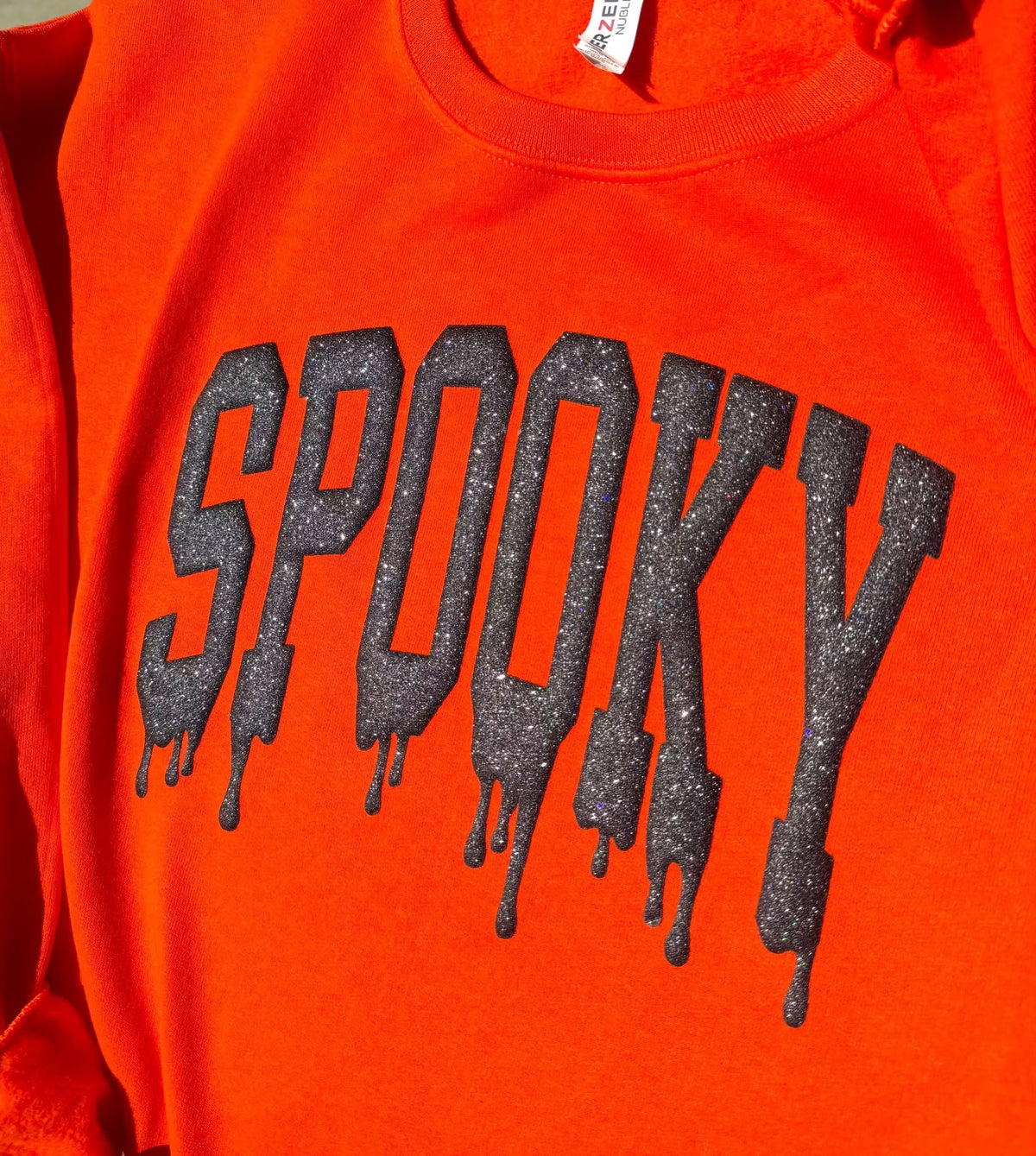 Spooky Black Glitter Puff Crewneck