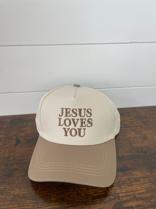 Jesus Loves You Tan Hat
